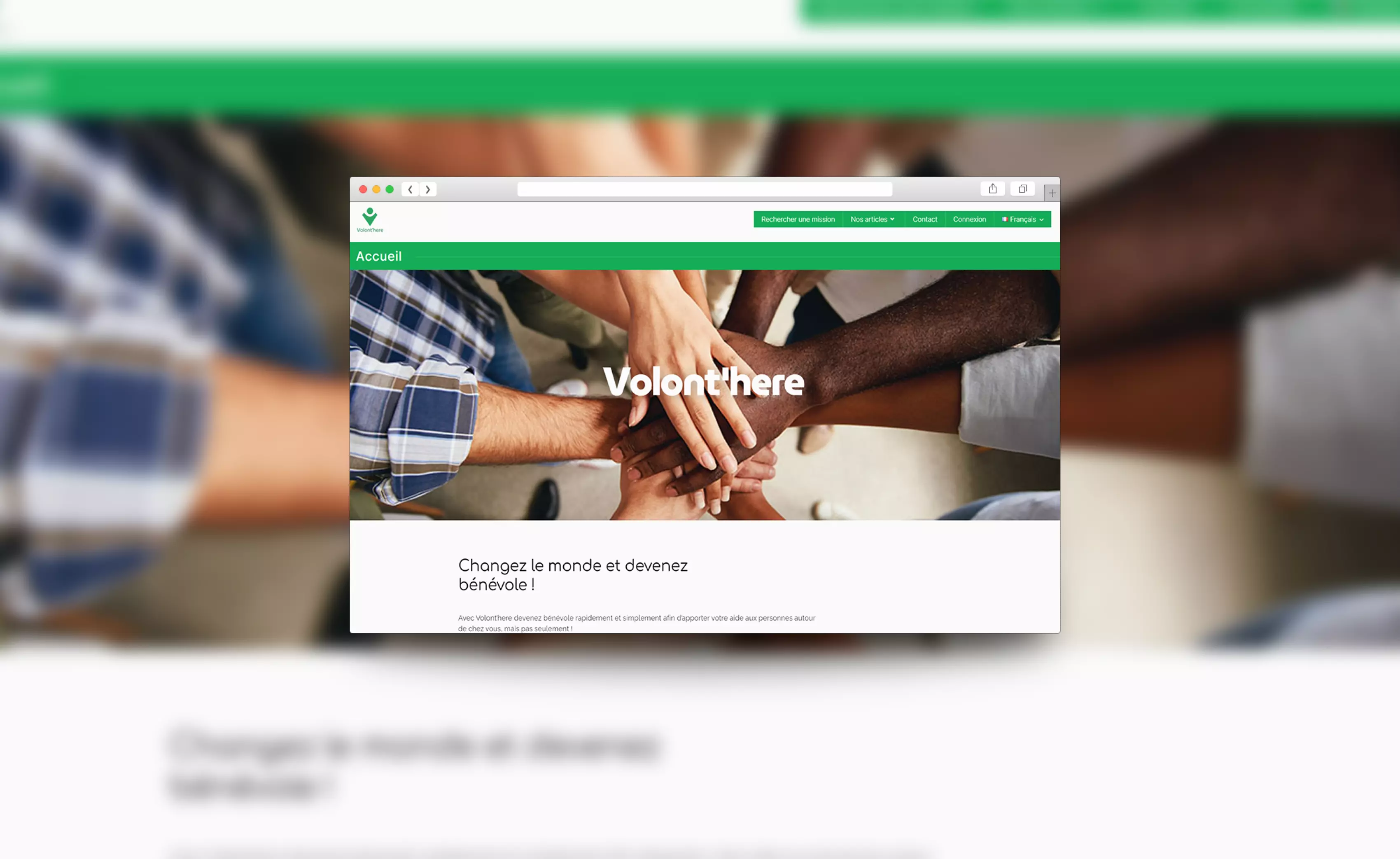 Volont'here mockup page web